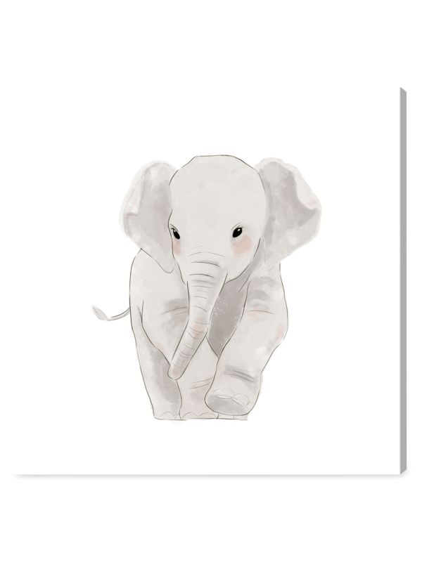 Oliver Gal Watercolor Baby Elephant Canvas Wall Art Canvas Print